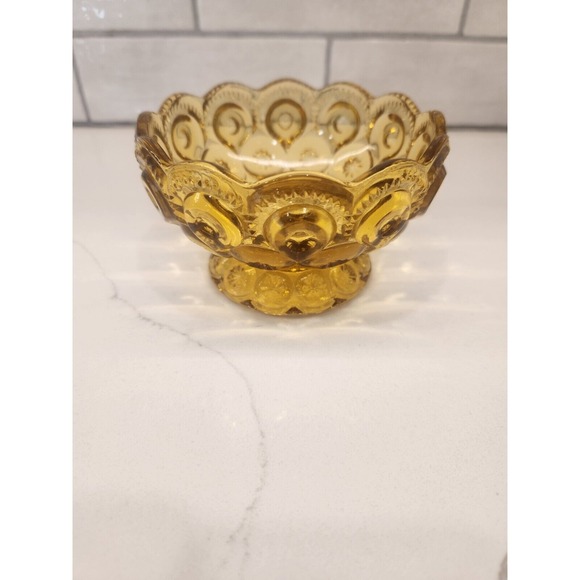 Vintage LE Smith Amber Glass Single Taper Candle Stick Holder Bowl - Picture 6 of 10